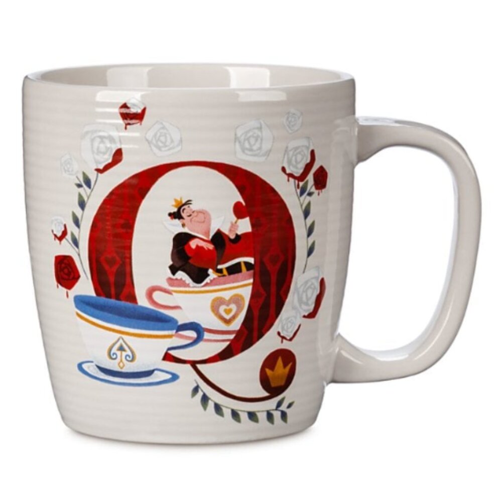 Ultra Rare ABC Disney Parks Alice in Wonderland Q Is For Queen Of Hearts Mug